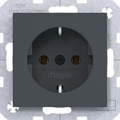 Hager Berker wandcontactdoos randaarde A1/A8/C1/C8 antraciet mat (WAS1100AT)