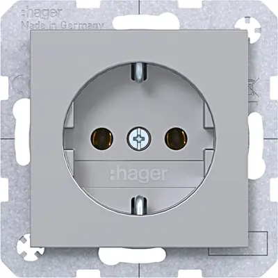 Hager Berker wandcontactdoos randaarde A1/A8/C1/C8 titaan (WAS1100TA)