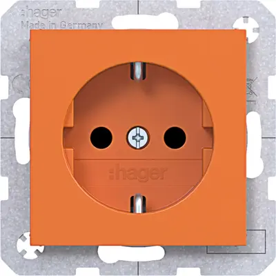 Hager Berker wandcontactdoos randaarde Safety Plus A1/A8/C1/C8 oranje mat (WAS1200AP)