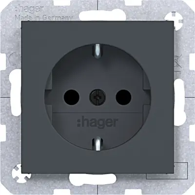 Hager Berker wandcontactdoos randaarde Safety Plus A1/A8/C1/C8 antraciet mat (WAS1200AT)