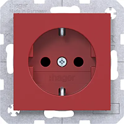 Hager Berker wandcontactdoos randaarde Safety Plus A1/A8/C1/C8 rood glans (WAS1200RG)
