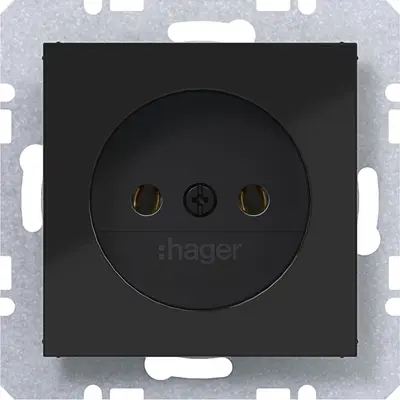 Hager Berker wandcontactdoos zonder randaarde A1/A8/C1/C8 nachtzwart glans (WAS5100BG)