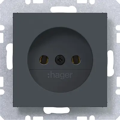 Hager Berker wandcontactdoos zonder randaarde A1/A8/C1/C8 antraciet mat (WAS5100AT)