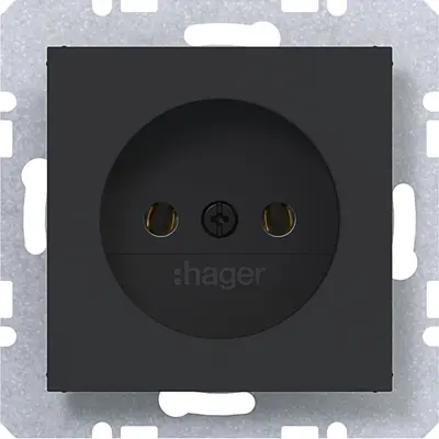 Hager Berker wandcontactdoos zonder randaarde A1/A8/C1/C8 nachtzwart mat (WAS5100BM)