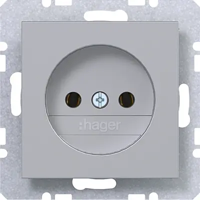 Hager Berker wandcontactdoos zonder randaarde A1/A8/C1/C8 titaan (WAS5100TA)