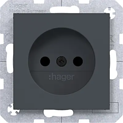Hager Berker wandcontactdoos zonder randaarde Safety Plus A1/A8/C1/C8 antraciet mat (WAS5200AT)