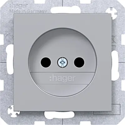 Hager Berker wandcontactdoos zonder randaarde Safety Plus A1/A8/C1/C8 titaan (WAS5200TA)