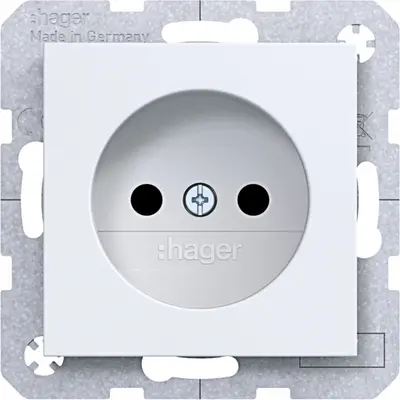 Hager Berker wandcontactdoos zonder randaarde Safety Plus A1/A8/C1/C8 lichtwit mat (WAS5200WM)
