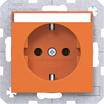 Hager Berker wandcontactdoos randaarde met tekstveld A1/A8/C1/C8 oranje mat (WAS1101AP)