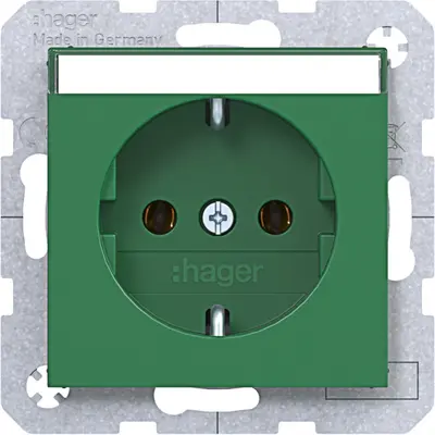 Hager Berker wandcontactdoos randaarde met tekstveld A1/A8/C1/C8 groen glans (WAS1101GR)