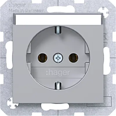 Hager Berker wandcontactdoos randaarde met tekstveld A1/A8/C1/C8 titaan (WAS1101TA)