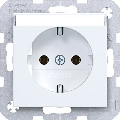 Hager Berker wandcontactdoos randaarde met tekstveld A1/A8/C1/C8 lichtwit mat (WAS1101WM)