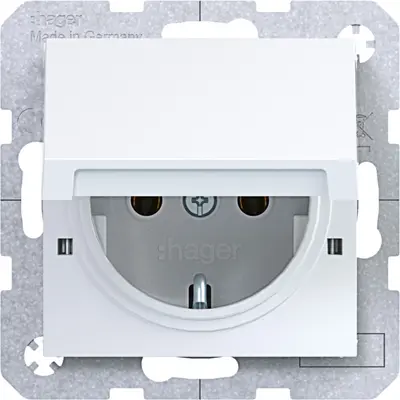 Hager Berker wandcontactdoos randaarde met vergrendelbaar klapdeksel A1/A8/C1/C8 lichtwit glans (WAS1112WG)