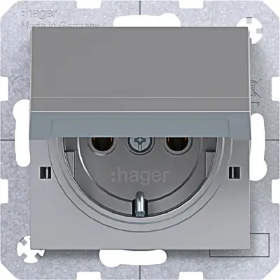 Hager Berker wandcontactdoos randaarde met vergrendelbaar klapdeksel A1/A8/C1/C8 titaan (WAS1112TA)