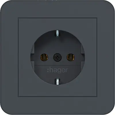 Hager Berker wandcontactdoos randaarde voor afzonderlijke montage C1 antraciet mat (WAS1121AT)