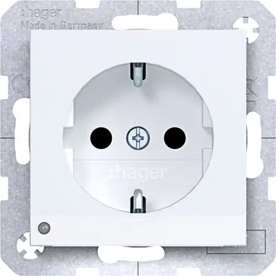 Hager Berker wandcontactdoos randaarde Safety Plus met LED-orientatielicht A1/A8/C1/C8 lichtwit mat (WAS1462WM)