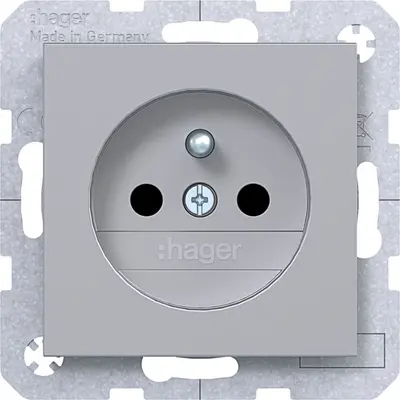Hager Berker wandcontactdoos penaarde Safety Plus A1/A8/C1/C8 titaan (WAS1600TA)
