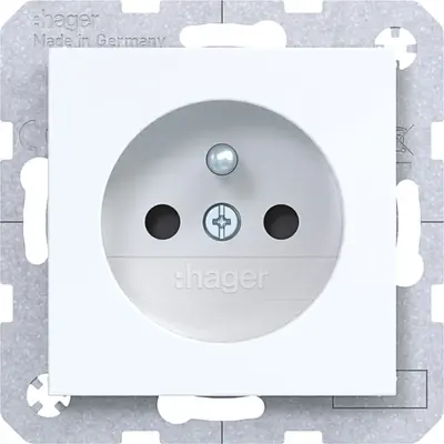 Hager Berker wandcontactdoos penaarde Safety Plus A1/A8/C1/C8 lichtwit glans (WAS1600WG)