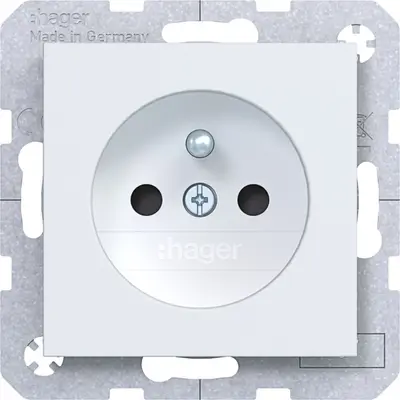 Hager Berker wandcontactdoos penaarde Safety Plus A1/A8/C1/C8 lichtwit mat (WAS1600WM)