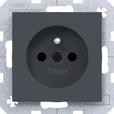 Hager Berker wandcontactdoos penaarde Safety Plus A1/A8/C1/C8 antraciet mat (WAS1600AT)