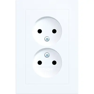 Hager Berker wandcontactdoos 2-voudig zonder randaarde Safety Plus voor enkele inbouwdoos A1 lichtwit mat (WAS5470WM)