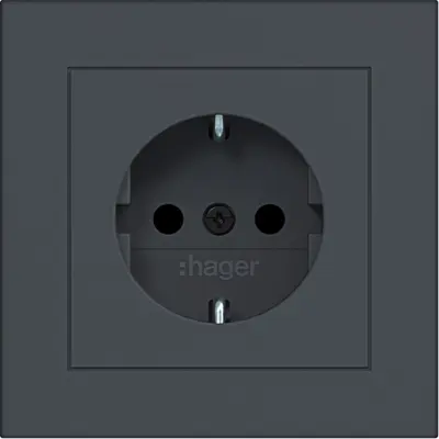 Hager Berker wandcontactdoos randaarde Safety Plus voor afzonderlijke montage A1 antraciet mat (WAS1220AT)