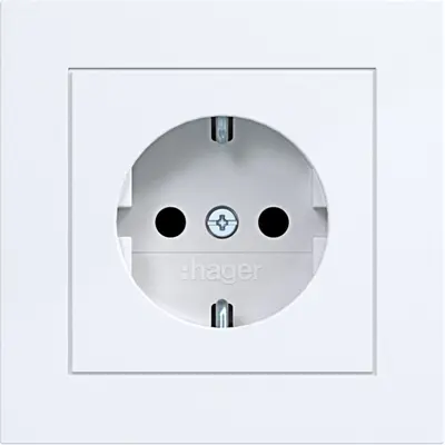 Hager Berker wandcontactdoos randaarde Safety Plus voor afzonderlijke montage A1 lichtwit glans (WAS1220WG)
