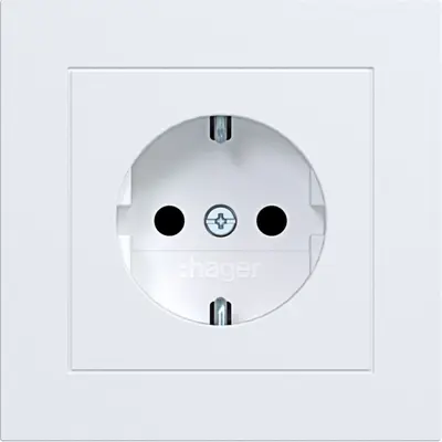 Hager Berker wandcontactdoos randaarde Safety Plus voor afzonderlijke montage A1 lichtwit mat (WAS1220WM)