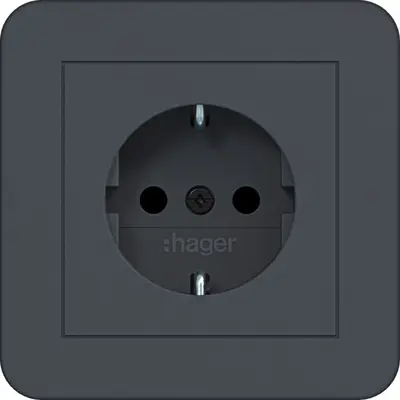 Hager Berker wandcontactdoos randaarde Safety Plus voor afzonderlijke montage C1 antraciet mat (WAS1221AT)