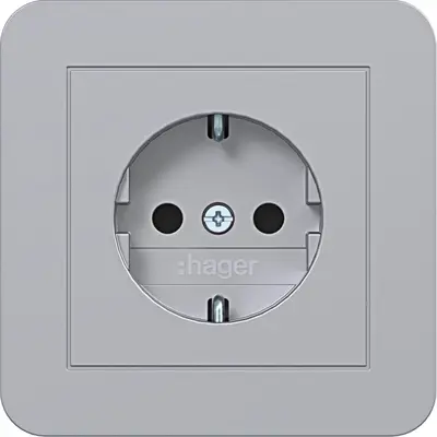Hager Berker wandcontactdoos randaarde Safety Plus voor afzonderlijke montage C1 titaan (WAS1221TA)