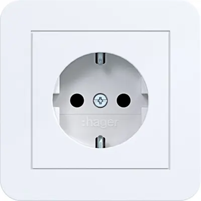 Hager Berker wandcontactdoos randaarde Safety Plus voor afzonderlijke montage C1 lichtwit glans (WAS1221WG)
