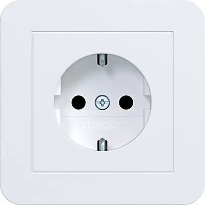 Hager Berker wandcontactdoos randaarde Safety Plus voor afzonderlijke montage C1 lichtwit mat (WAS1221WM)