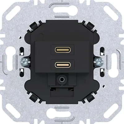 Hager Berker USB-lader met 2x USB-C zwart (WAS4155BM)