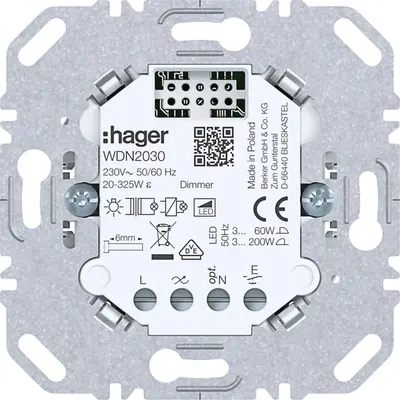 Hager Berker 1-voudig tastdimmer 3-200W voor A1/A8/C1/C8 (WDN2030)
