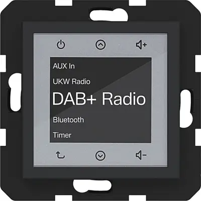 Hager Berker radio touch DAB+ met Bluetooth A1/A8/C1/C8 nachtzwart mat (WAN6111BM)