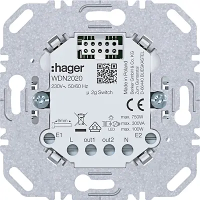 Hager Berker elektronische schakelaar 2-voudig voor A1/A8/C1/C8 (WDN2020)