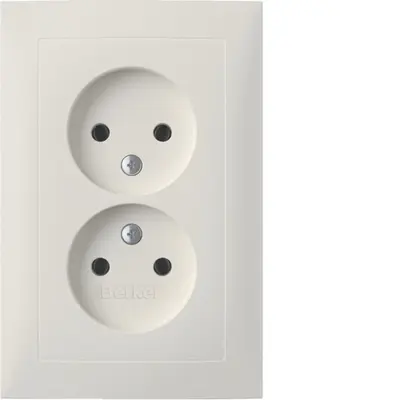 Berker wandcontactdoos zonder randaarde kindveilig 2-voudig voor enkele inbouwdoos S1 wit mat OP=OP