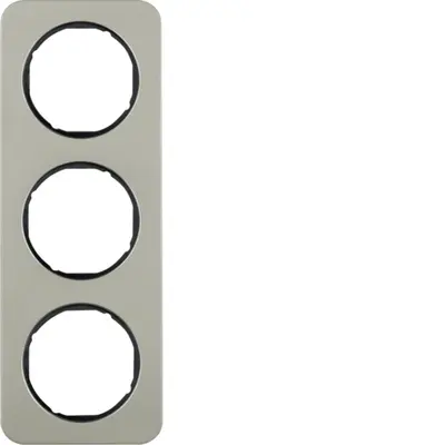 Berker afdekraam 3-voudig R1 edelstaal zwart (10132104)