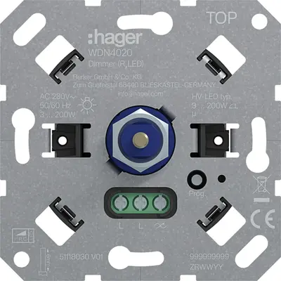 Hager Berker universele LED-draaidimmer 3-200 watt (WDN4020)