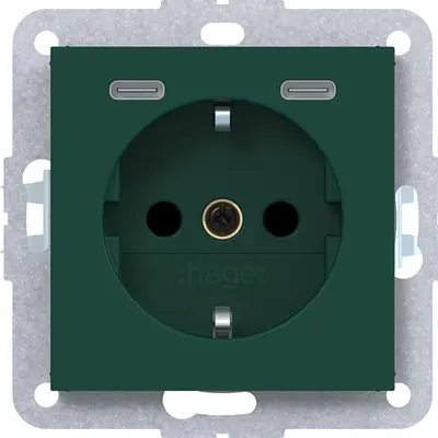 Hager Berker wcd schuko usb-c jade hfg (WAS4055C07)