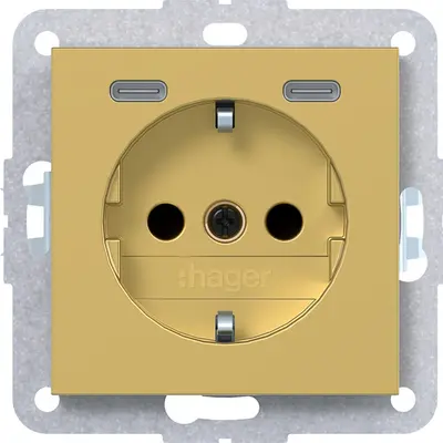 Hager Berker wcd schuko usb-c gold met. (WAS4055C08)
