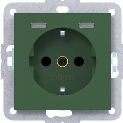 Hager Berker wcd schuko usb-c forest mat (WAS4055C10)