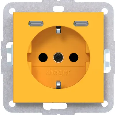 Hager Berker wcd schuko usb-c saffron mat (WAS4055C16)