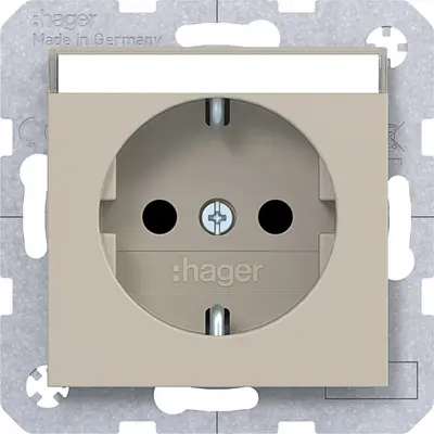 Hager Berker schuko-wcd tekstveld sand mat (WAS1201C01)