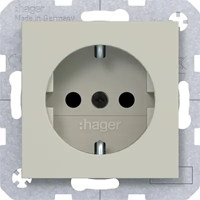 Hager Berker wcd schuko schroefkl. pebble (WAS1400C15)
