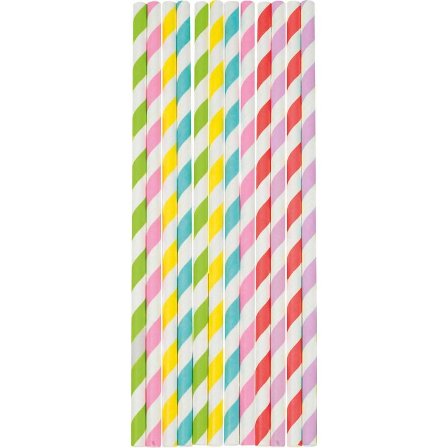 Trinkhalme aus Papier gestreift, 19,7cm