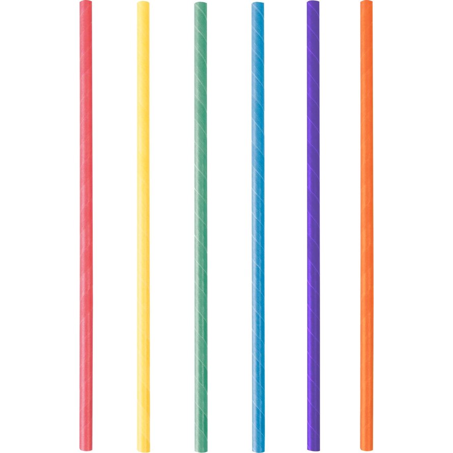 Trinkhalme aus Papier Jumbo, farbig gemischt 25cm