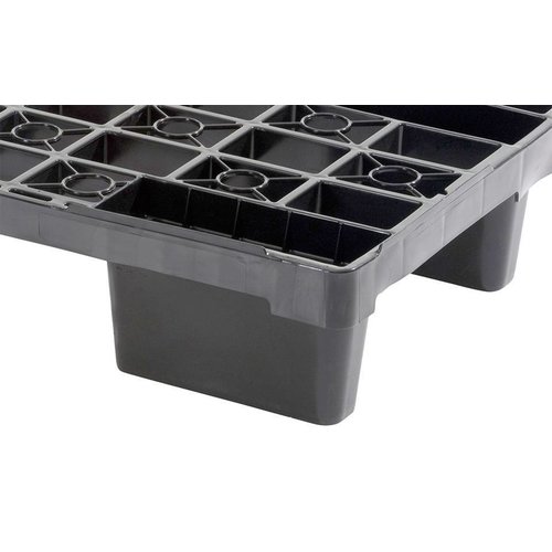 Kunststoffpalette, 9 Füße, nestbar, offenes Deck mit Rand, 1140x760x155mm