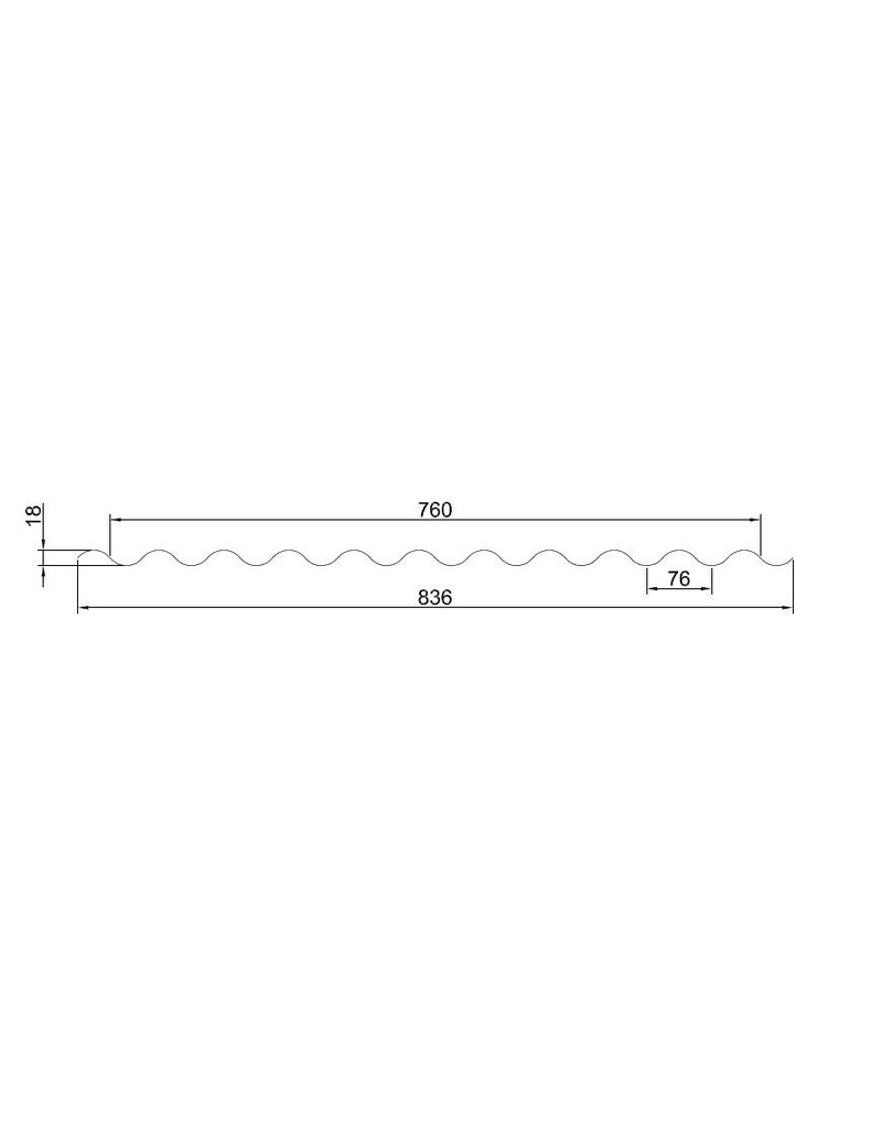 Metalen Golfplaat 76/18 Gebogen, Verzinkt