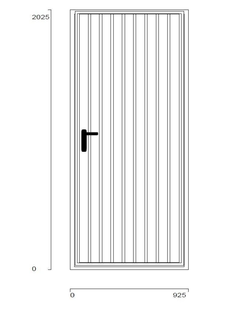 Stalen loopdeur inclusief frame en beslag, RAL5010 Gentiaanblauw